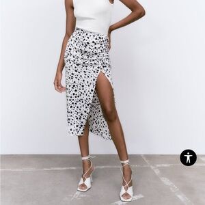 ZARA - Animal Print Midi Skirt with Slit